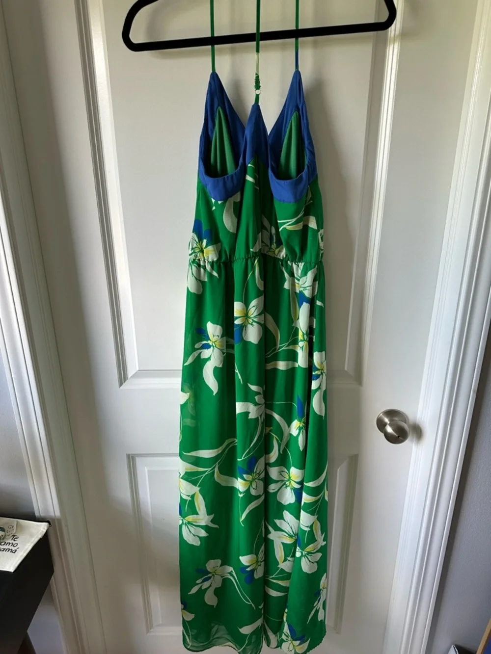 Lulu's Blue and Green Floral Maxi Dress - Picture 3 of 4